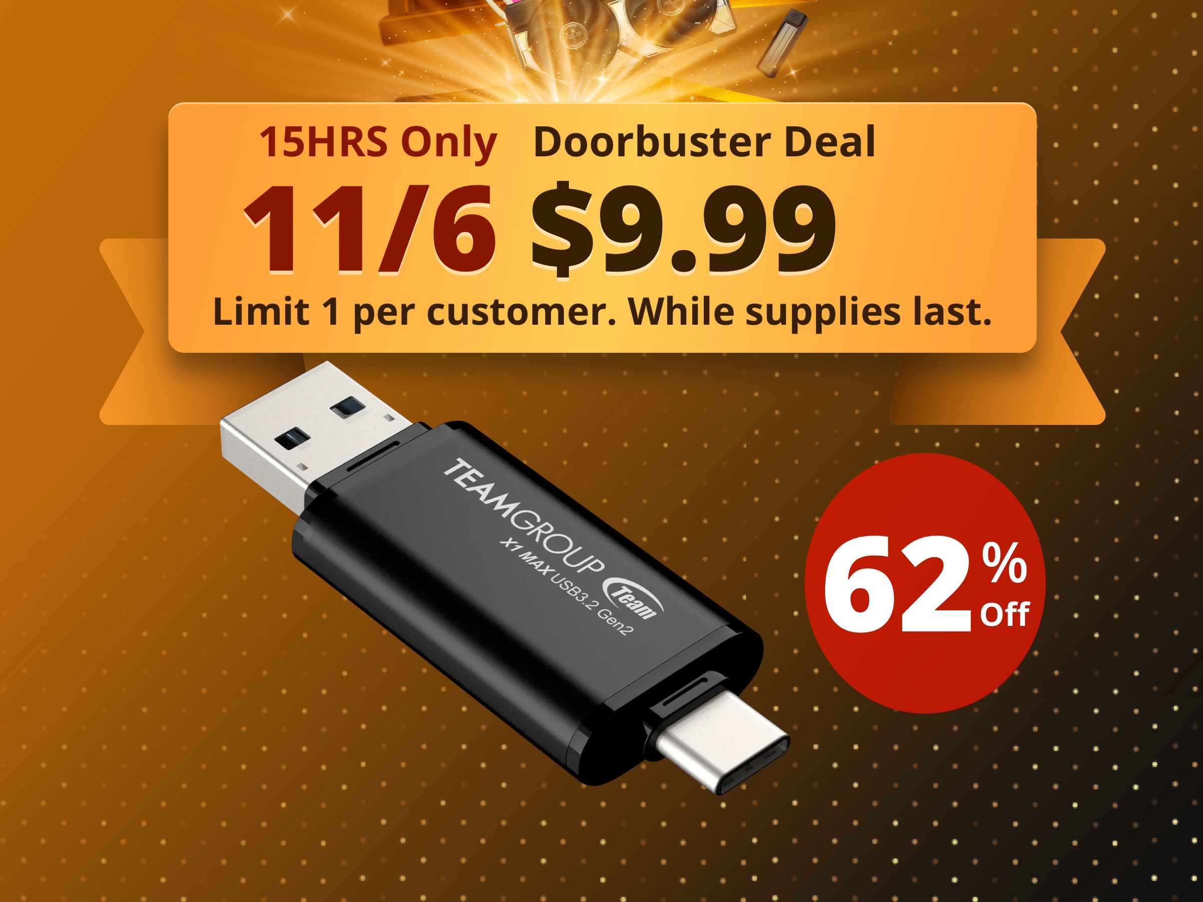 TEAM X1 MAX DRIVE 128GB BLACK USB 3.2 Gen2 External Solid State Flash Drive, Dual Interface Type-C and Type-A, Compatible with Smartphone/ Tablet/ PC/ Chromebook, Speed Up to 1000MB/s (TX1MAX3128GB01) TEAM X1 MAX DRIVE 128GB BLACK USB 3.2 Gen2 External Solid State Flash Drive, Dual Interface Type-C and Type-A, Compatible with Smartphone/ Tablet/ PC/ Chromebook, Speed Up to 1000MB/s (TX1MAX3128GB01)