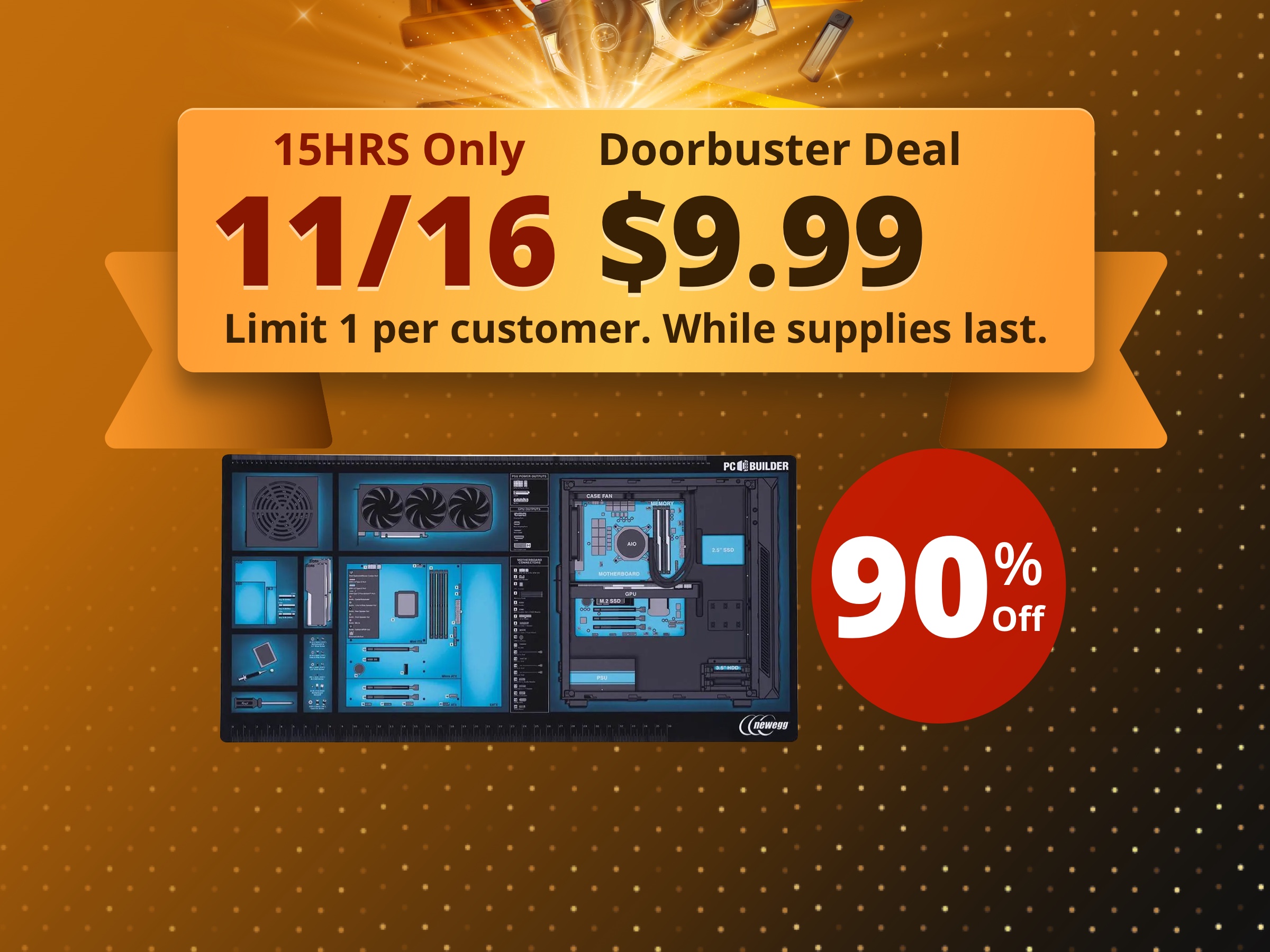 Newegg PC Builder Mat - XXL 24" x 48" x 1/5” Build Mat - Desk Mat - Extra Large Mouse Pad - Work Assembly Surface for PC Building and DIY projects