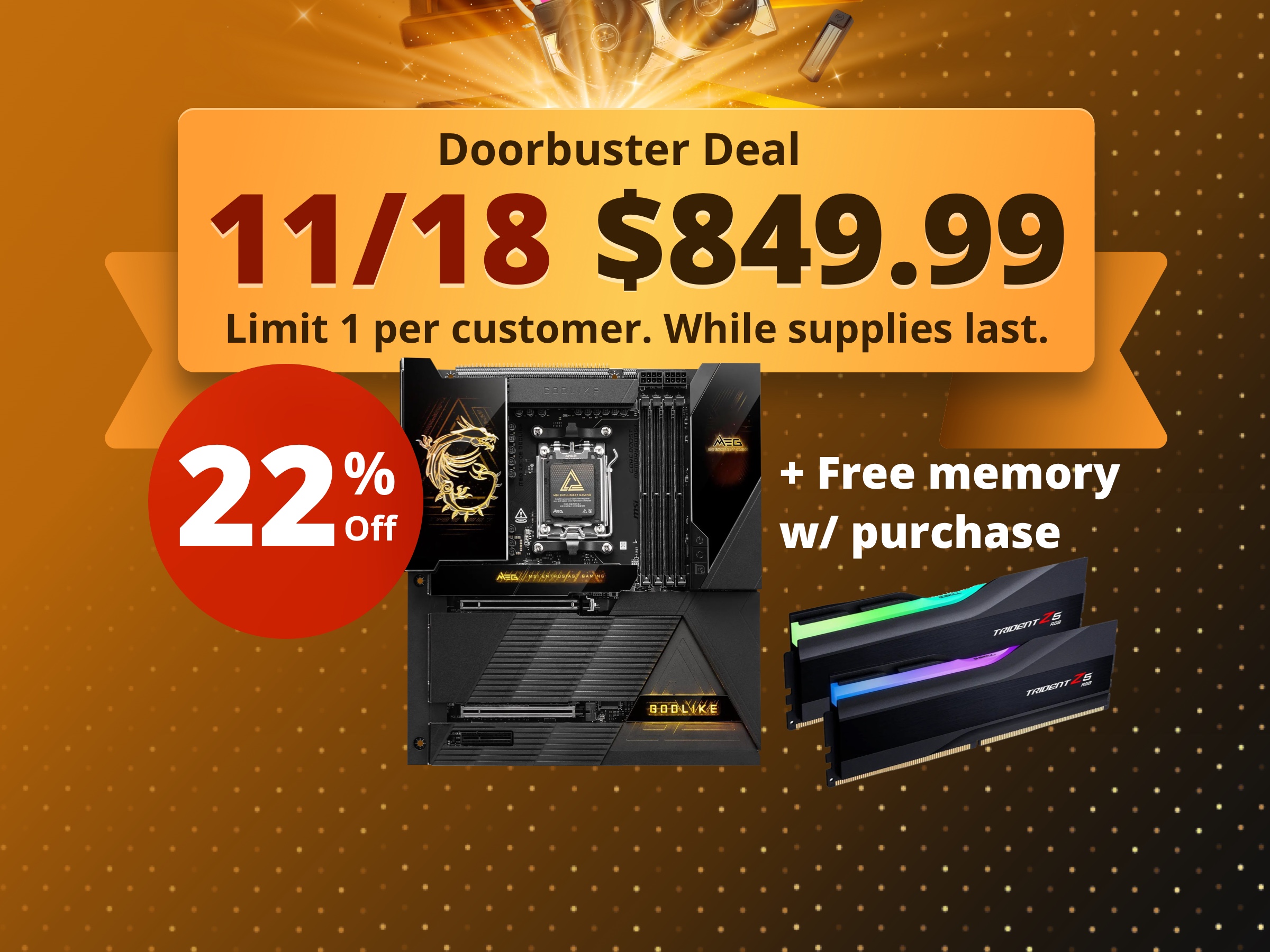 MSI MEG X870E GODLIKE AM5 AMD X870E Extended ATX Motherboard