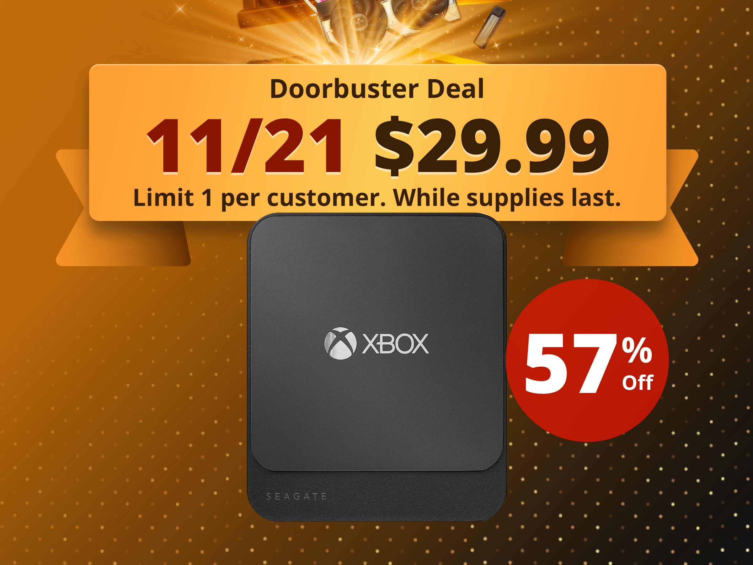 Seagate Xbox Game Drive 500GB USB 3.0 External / Portable Solid State Drive - Designed for Xbox (STHB500401)