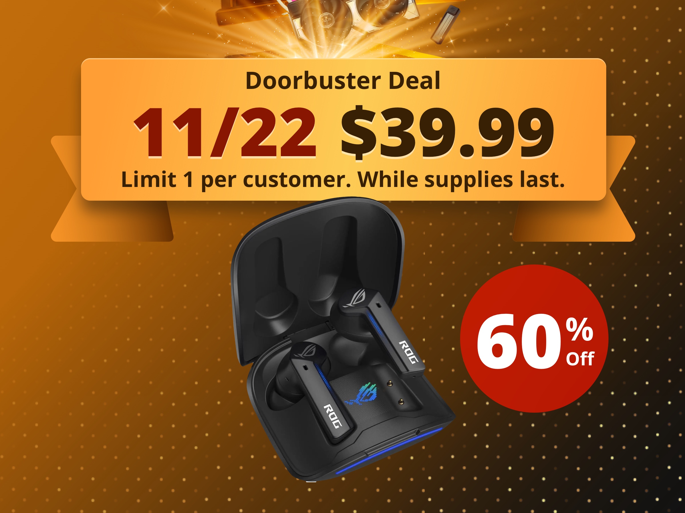 ASUS ROG Cetra True Wireless Gaming Headphones (Low-Latency Bluetooth Earbuds, Active Noise Cancelation, 27-Hour Battery Life, IPX4 Water Resistance, Wireless Charging)- Black