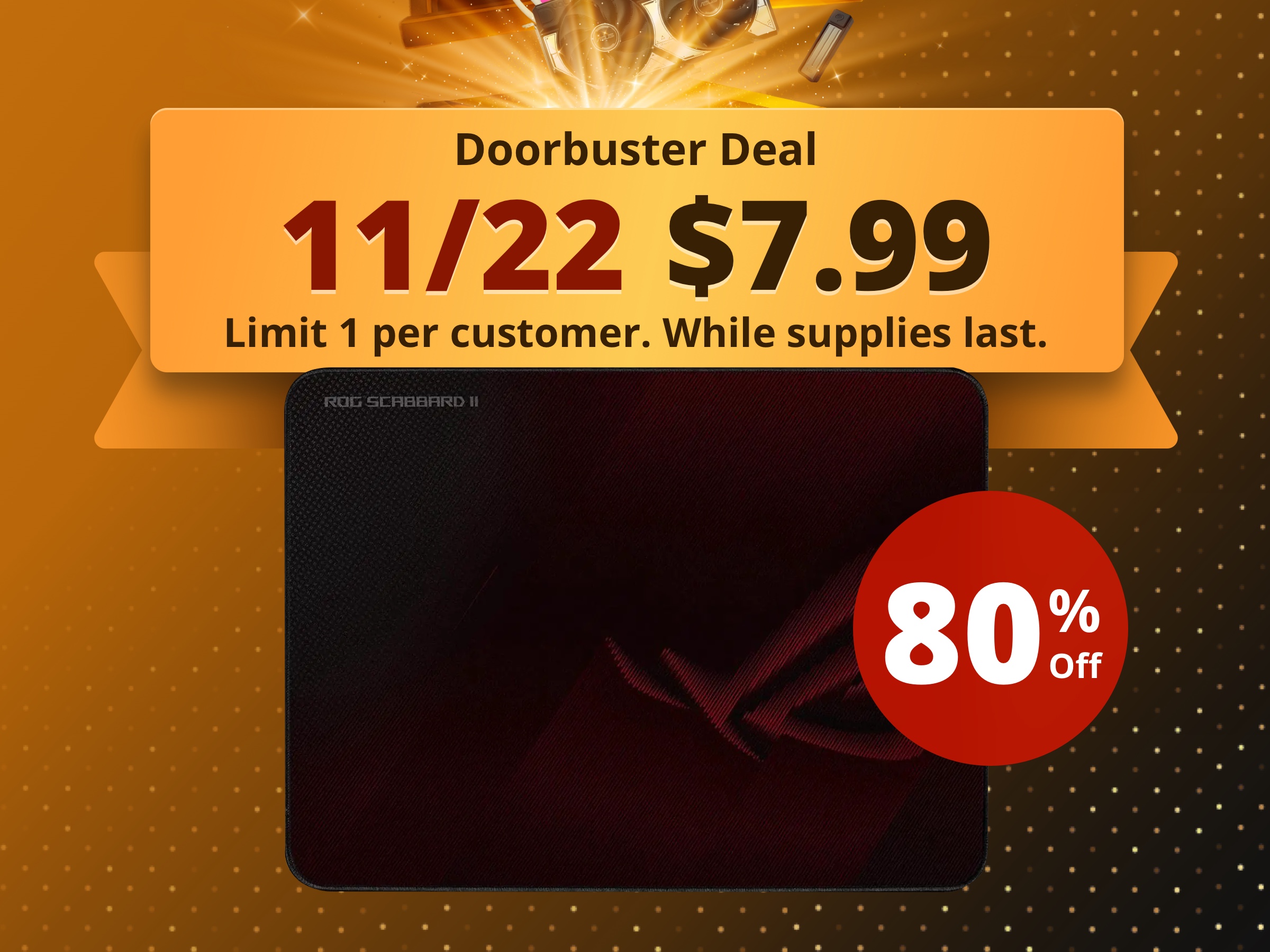 ASUS ROG Scabbard II Gaming Mouse Pad - Protective Nano Coating Surface Repels Water-Oil-Dust, Anti-Fray Flat Stitched Edges, Non-Slip Rubber Base, Optimized Surface for Smooth Glide and Comfort