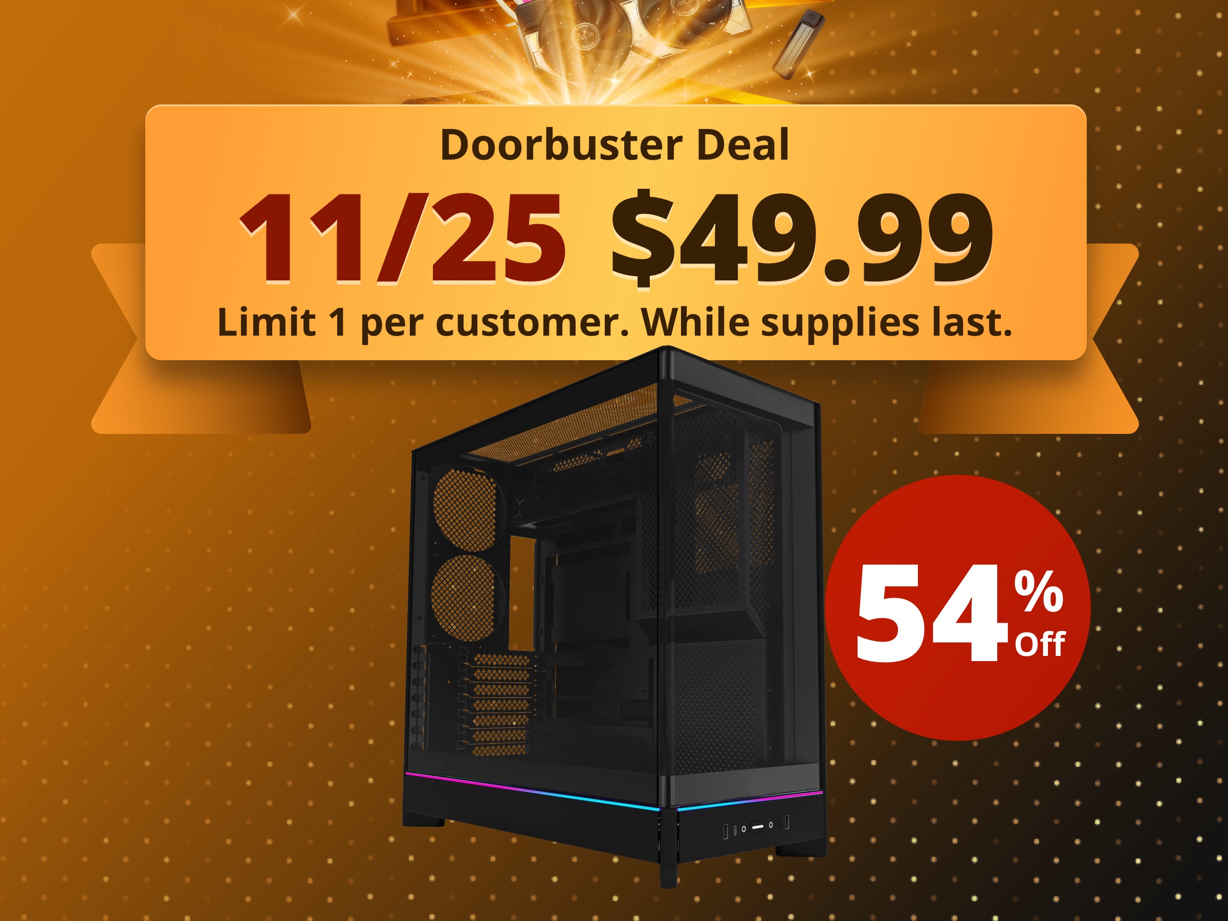 MONTECH HS02, ATX Mid-Tower PC Case, Gaming PC, High-Airflow, Reversible Layout, Sturdy Curved Tempered Glass Front Panel, Sink-in Design, Toolless Panels, Black, US