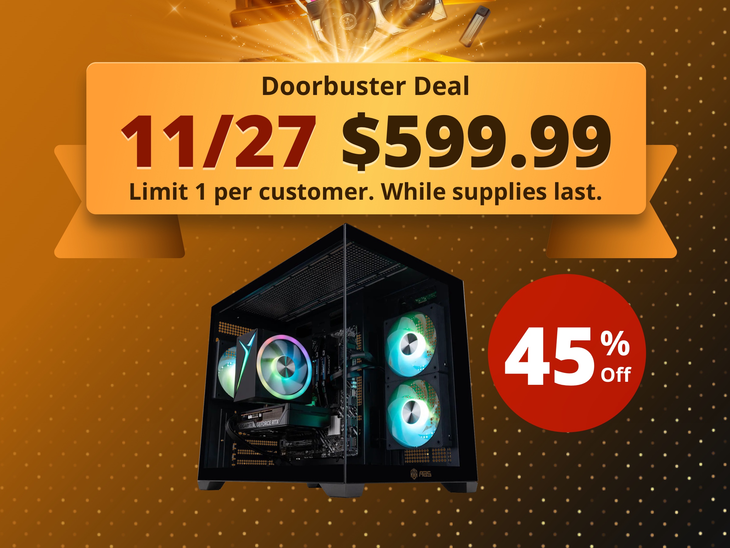 ABS Flux II Aqua Gaming PC - Windows 11 - Intel Core 5 120F - GeForce RTX 5060 - DLSS 4 - AI-Powered Performance - 32GB DDR4 3200MHz - 1TB M.2 NVMe SSD - FA120F5060 ABS Flux II Aqua Gaming PC - Windows 11 - Intel Core 5 120F - GeForce RTX 5060 - DLSS 4 - AI-Powered Performance - 32GB DDR4 3200MHz - 1TB M.2 NVMe SSD - FA120F5060