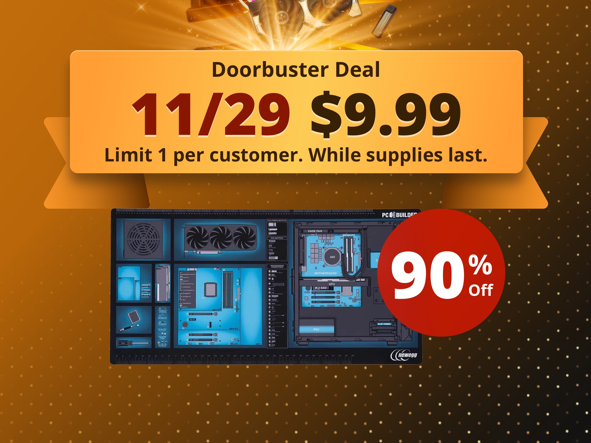 Newegg PC Builder Mat - XXL 24" x 48" x 1/5” Build Mat - Desk Mat - Extra Large Mouse Pad - Work Assembly Surface for PC Building and DIY projects