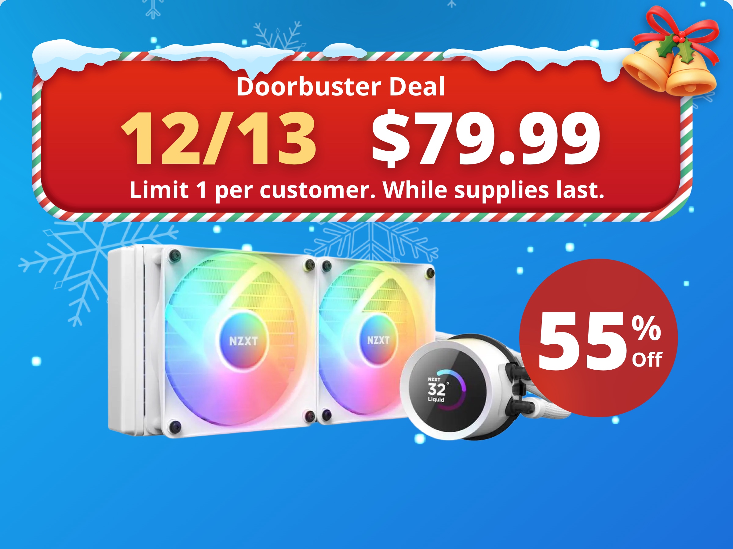 NZXT Kraken RGB 240mm - RL-KR240-W1- AIO RGB CPU Liquid Cooler - LCD Display - 2 x F120RGB Core Fans Radiator Fans White LGA 1851 / AM5 Compatible