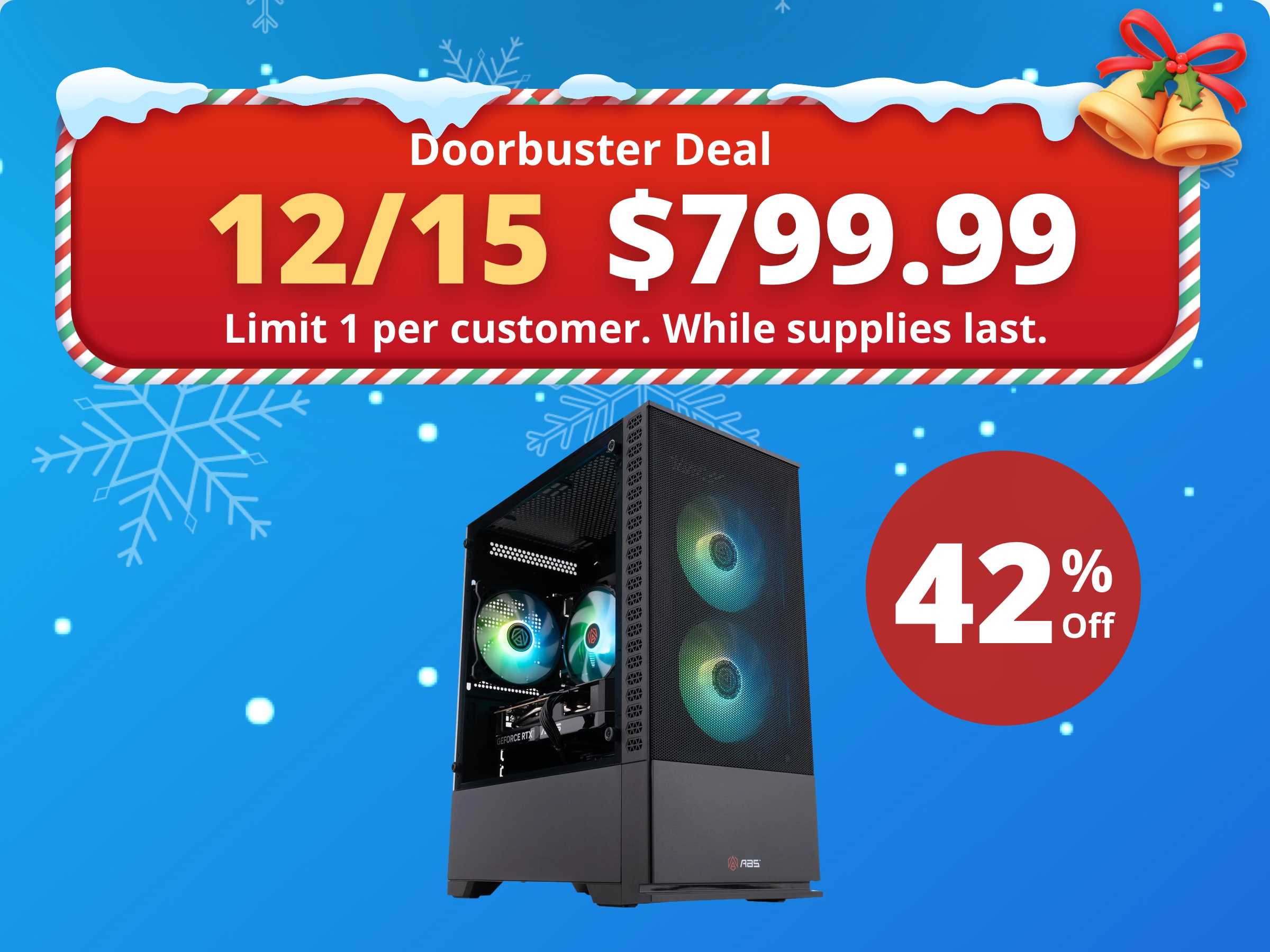 ABS Cyclone Aqua Gaming PC Powered by Asus - Windows 11 - Intel Core i5-14400F - GeForce RTX 5060 - DLSS 4 - AI-Powered Performance - 32GB DDR4 3200 - 1TB M.2 NVMe SSD - CA14400F50602 ABS Cyclone Aqua Gaming PC Powered by Asus - Windows 11 - Intel Core i5-14400F - GeForce RTX 5060 - DLSS 4 - AI-Powered Performance - 32GB DDR4 3200 - 1TB M.2 NVMe SSD - CA14400F50602